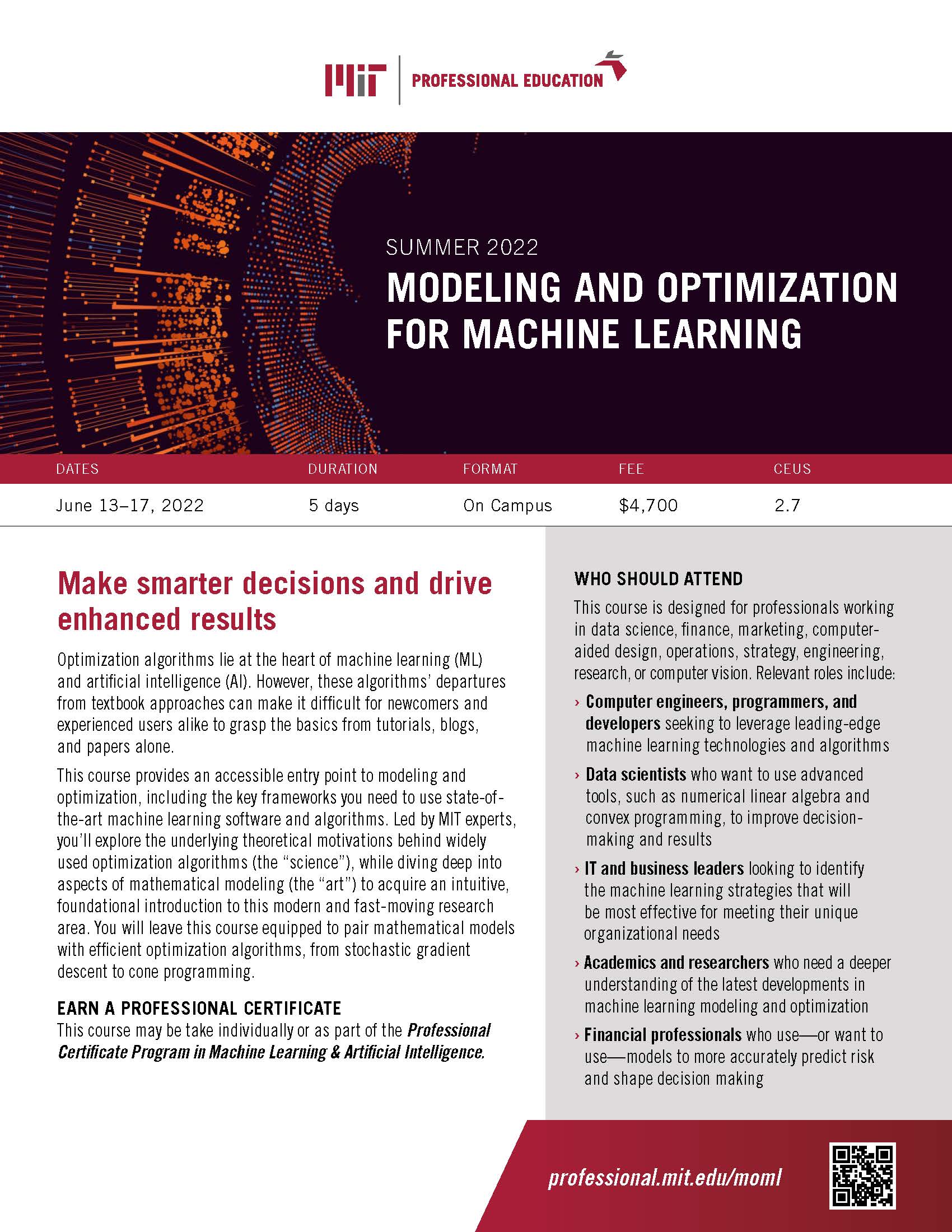 Image of Modeling and Optimization for Machine Learning Brochure