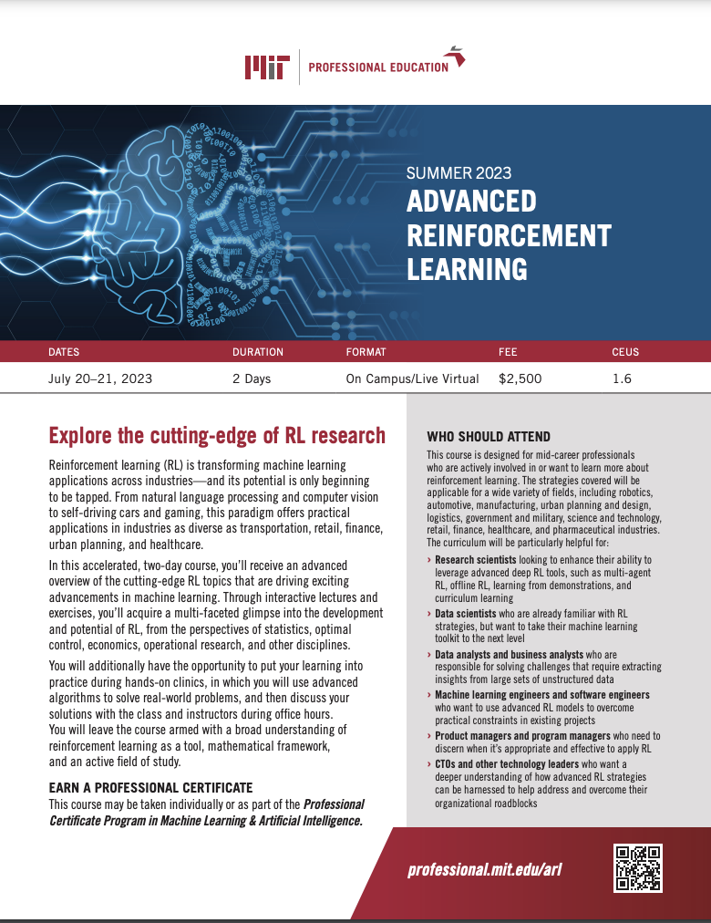 Advanced Reinforcement Learning - Brochure Image
