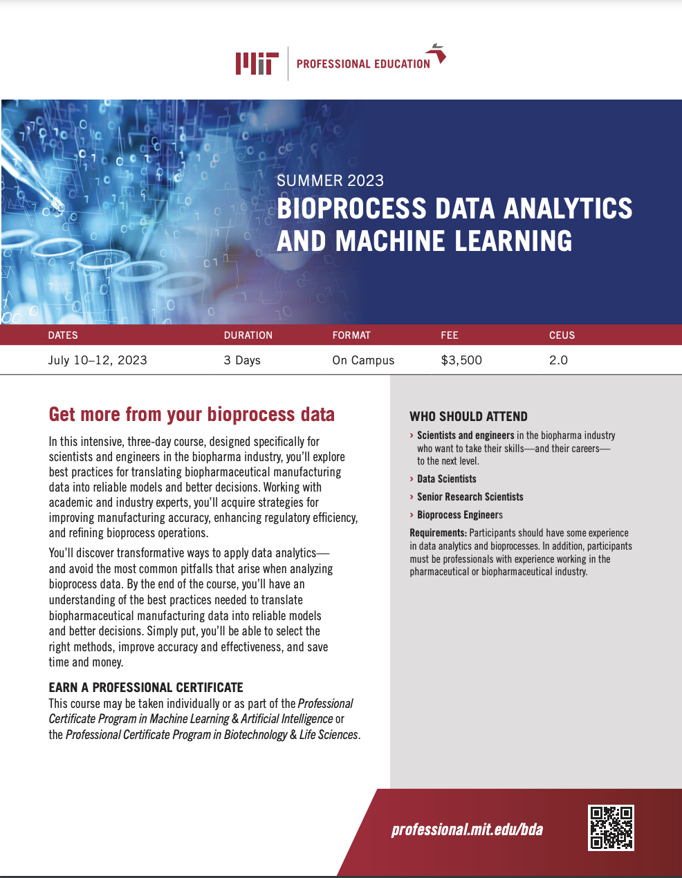 Bioprocess Data Analytics and Machine Learning - Brochure Image