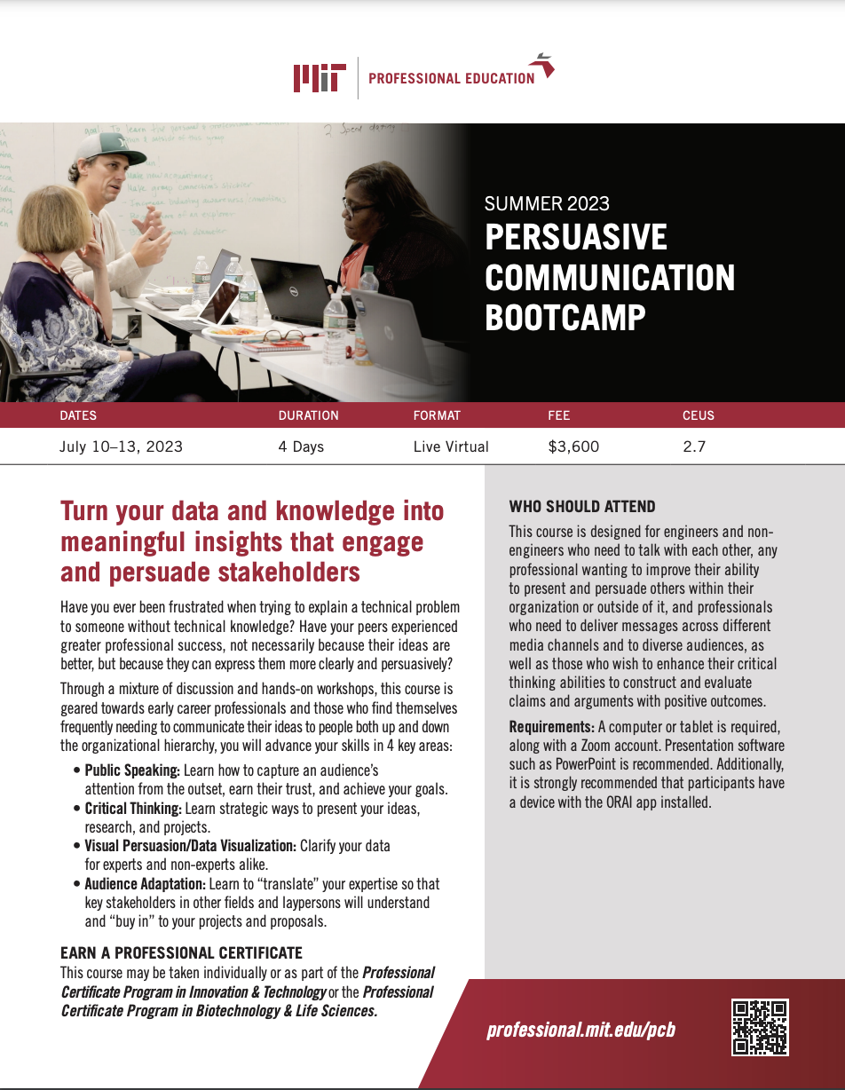 Persuasive Communication Bootcamp - Brochure Image