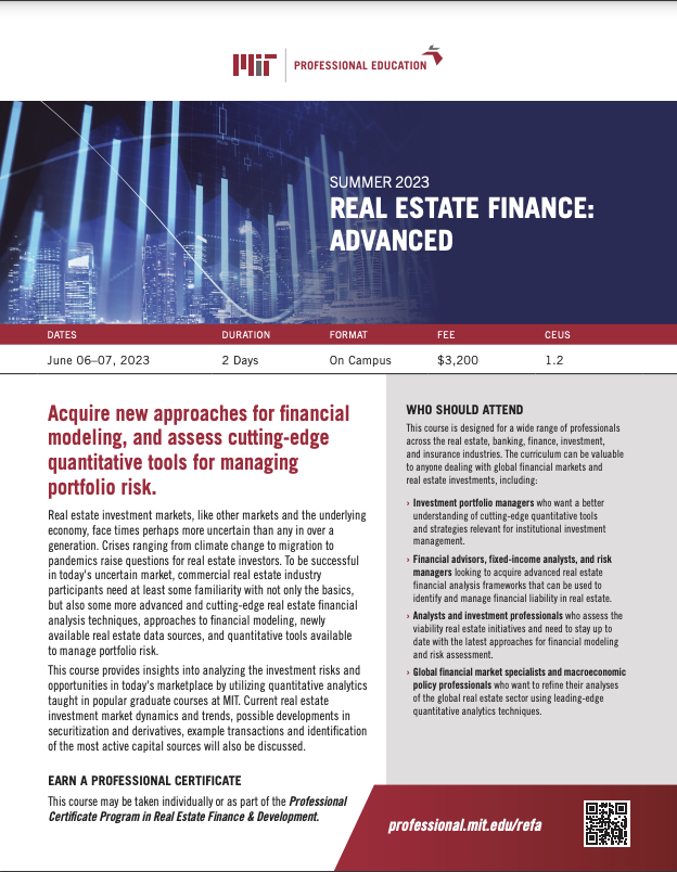 Real Estate Finance: Advanced - Brochure Image