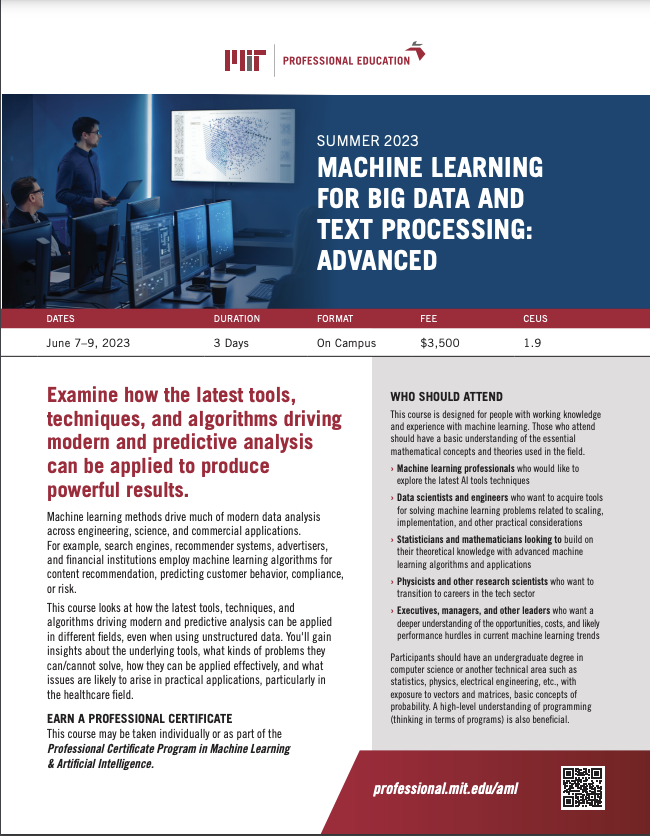 Machine Learning for Big Data and Text Processing: Advanced - Brochure Image