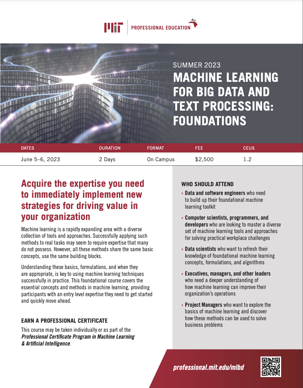 Machine Learning for Big Data and Text Processing: Foundations - Brochure Image