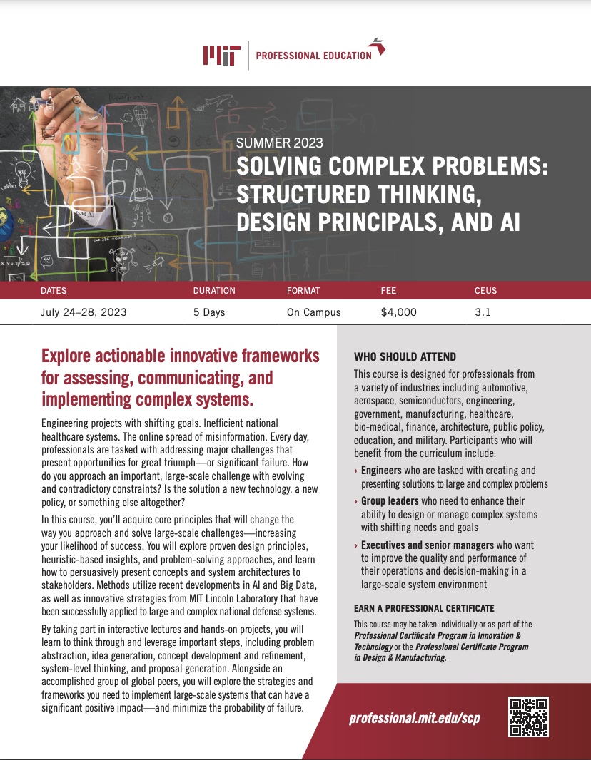 Solving Complex Problems: Structured Thinking, Design Principles and AI - Brochure Image