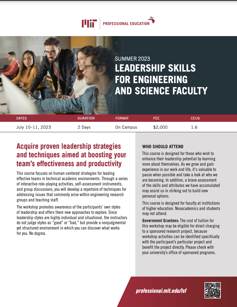 Leadership Skills for Engineering and Science Faculty - Brochure Image