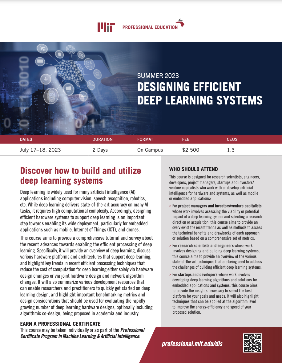 Designing Efficient Deep Learning Systems - Brochure Image