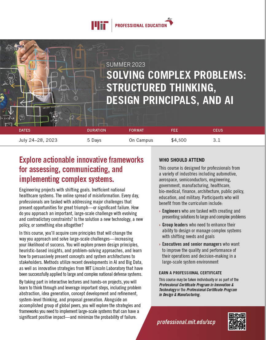 Solving Complex Problems: Structured Thinking, Design Principles and AI - Brochure Image