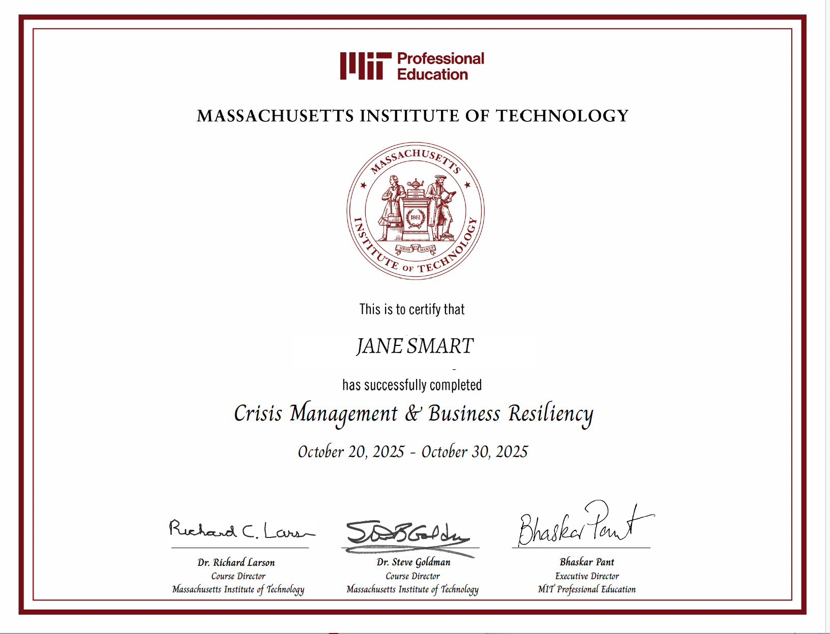 Earn your MIT Crisis Management Credential