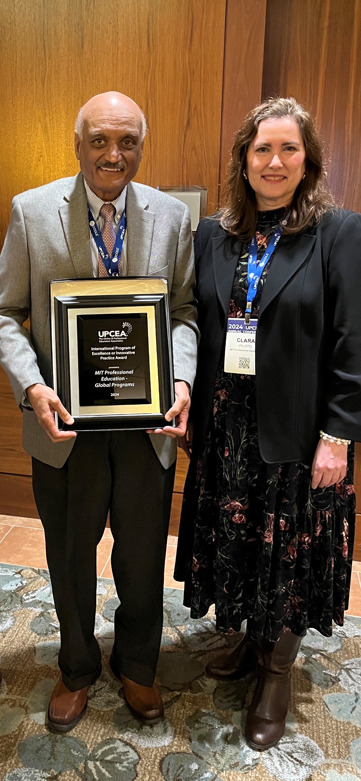 MIT Professional Education's Bhaskar Pant and Clara Piloto Accept UPCEA's 2024 International Program of Excellence or Innovative Practice Award
